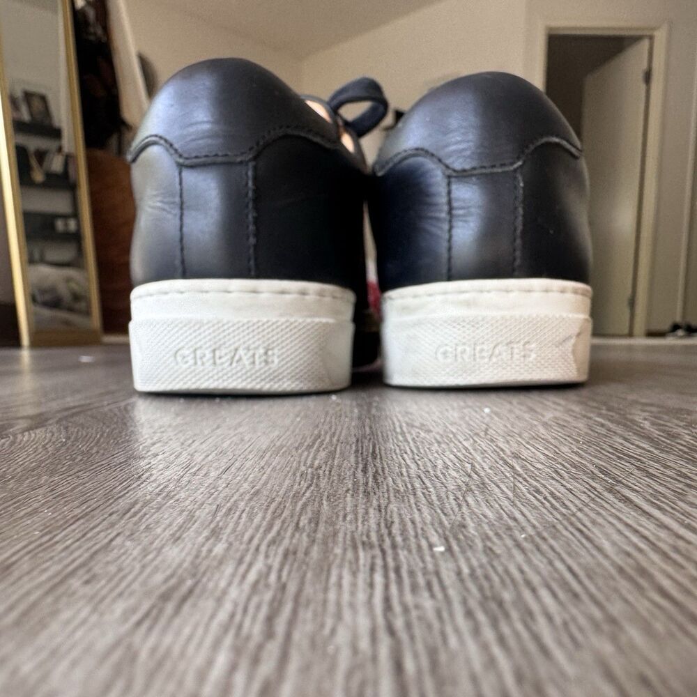 Greats Royale Nero Black Leather Sneakers Made In Italy Unisex US Size 8 EUR 38 - Picture 5 of 14